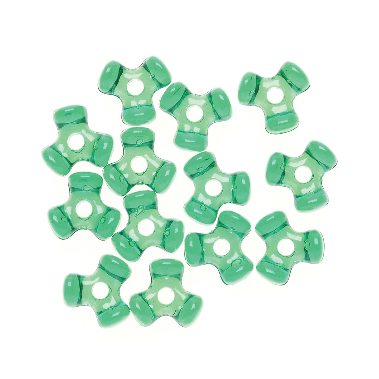 Transparent Green Tri Beads - Plastic Tri Beads - Propeller Beads