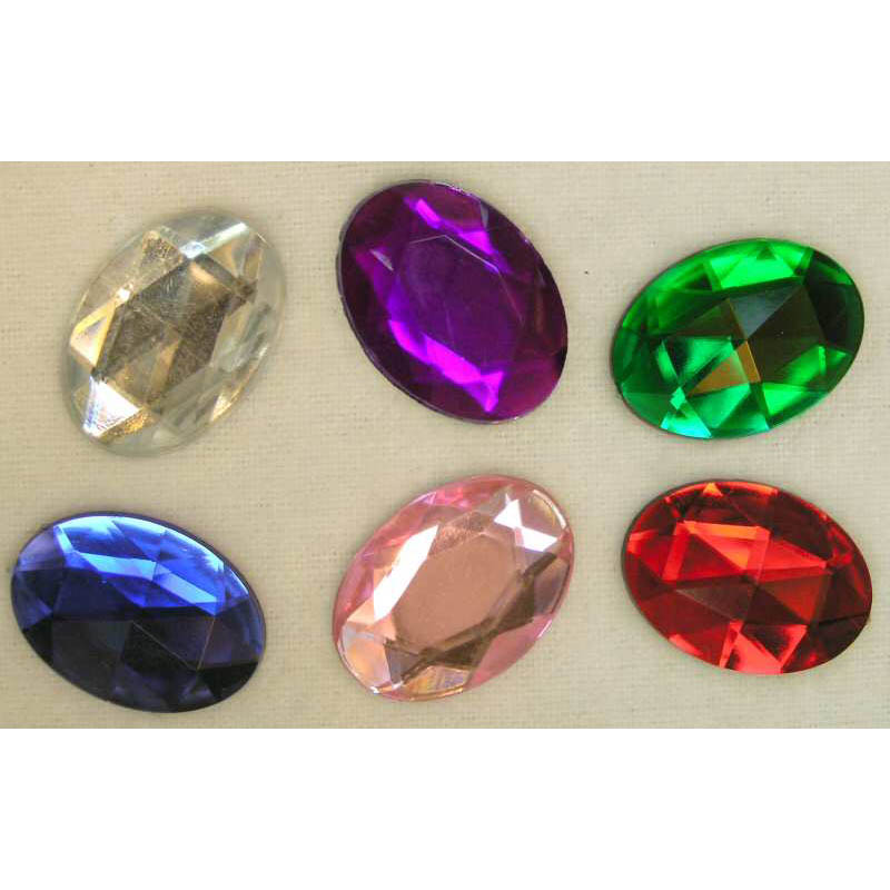 Faceted Oval Rhinestones - Flat Backed Cabochons
