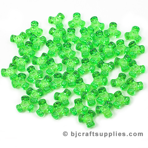Transparent Mint Green Tri Beads - Plastic Tri Beads - Propeller Beads