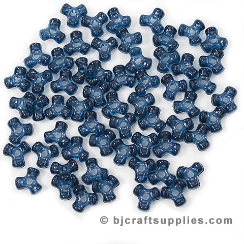Blue Tri Beads - Propeller Beads - Plastic Tri Beads