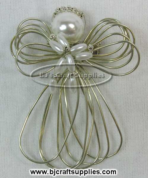Silver Angel Pin with Pearl Beads - Angel Jewelry