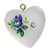 Frosted Heart with Flower - Jewelry Findings - Jewelry Charms - Heart Pendant