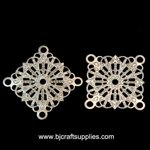 Brass Filigree Square Connectors - Filigree Jewelry Findings - Jewelry Making Supplies