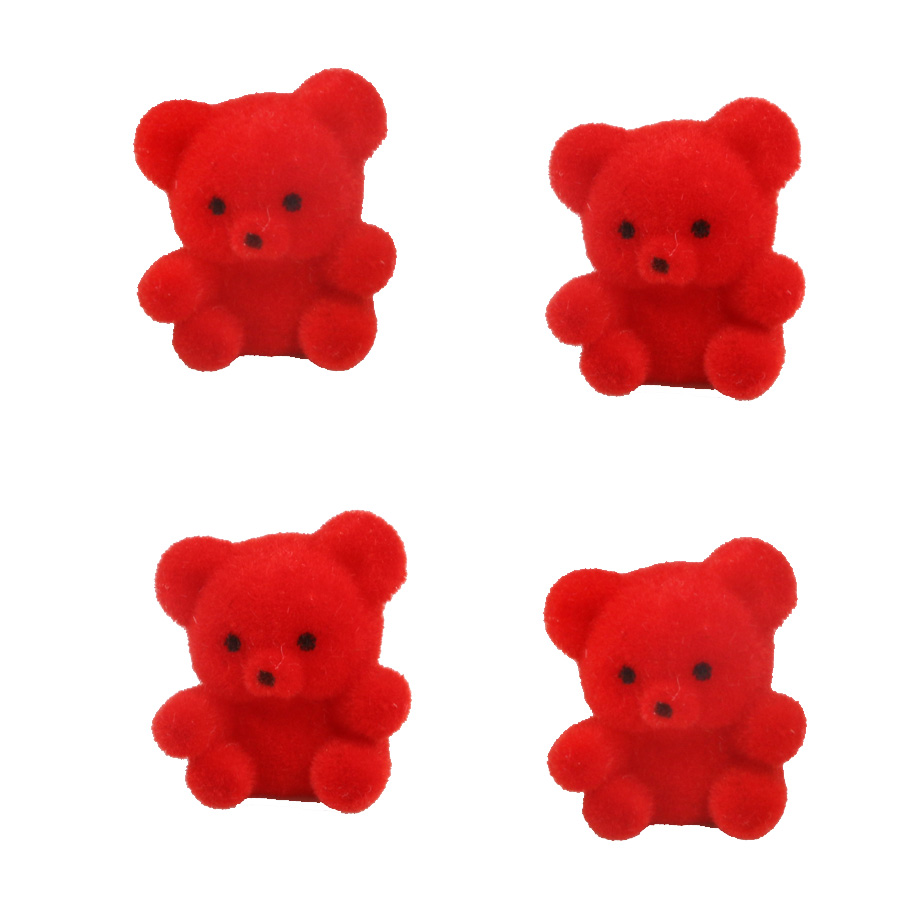 Mini Flocked Teddy Bears with Bow Tie - Miniature 1-inch Teddy Bears for Decorations and Crafts