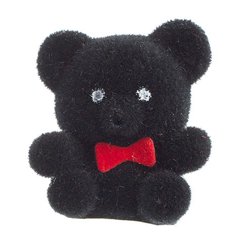 Mini Flocked Teddy Bears with Bow Tie - Miniature 1-inch Teddy Bears for Decorations and Crafts