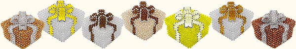 Beaded Boxes in Varying Browns, Golds and Yellows