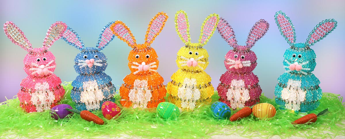 Beaded Easter Bunny Kits in 6 different colors.