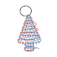 Cord weaving pattern for beaded Christmas tree keychain.