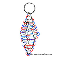 Cord weaving diagram for a beaded diamond keychain.