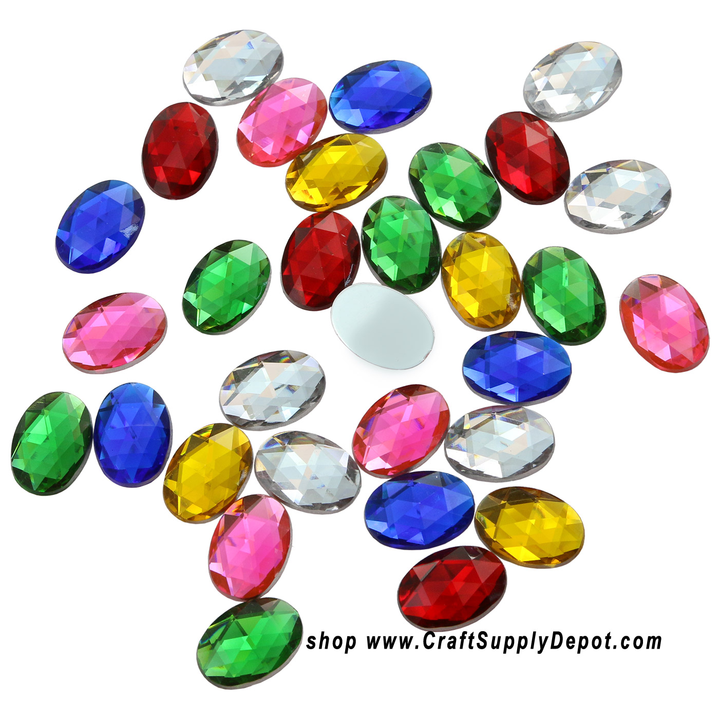 Oval Faceted Rhinestones - Flat Backed Cabochons